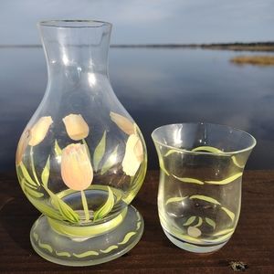 Princess House Cottage Tulip Personal Carafe and Glass